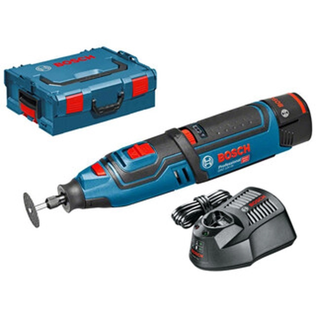 Bosch GRO 12V-35 akkus egyenes csiszoló 12 V | 0 - 3,2 mm | Szénkefés | 1 x 2 Ah akku + töltő | L-Boxx-ban