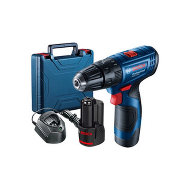 Bosch GSB 120-LI accuklopboormachine 12 V | 14 Nm/30 Nm | 1,5 - 10 mm | Koolborstel | 2 x 2 Ah-accu + lader | In een koffer