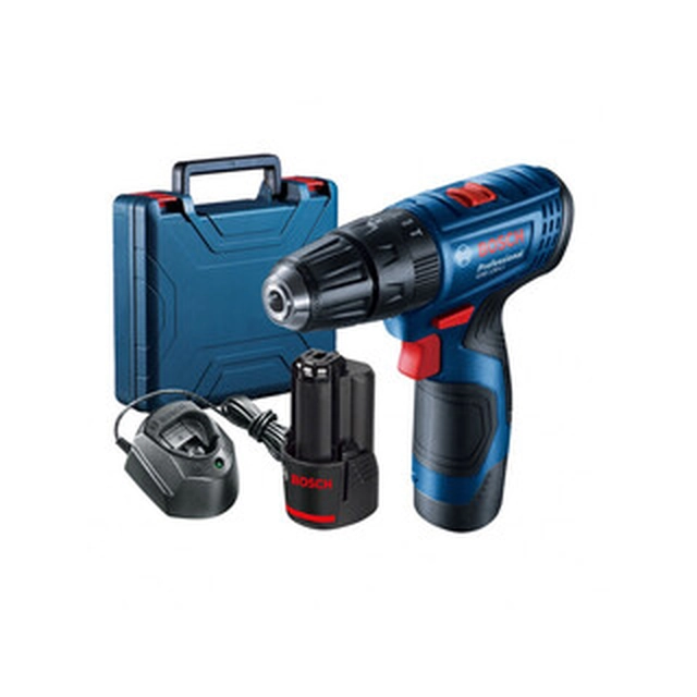 Bosch GSB 120-LI cordless impact drill 12 V | 14 Nm/30 Nm | 1,5 - 10 mm | Carbon brush | 2 x 2 Ah battery + charger | In a suitcase