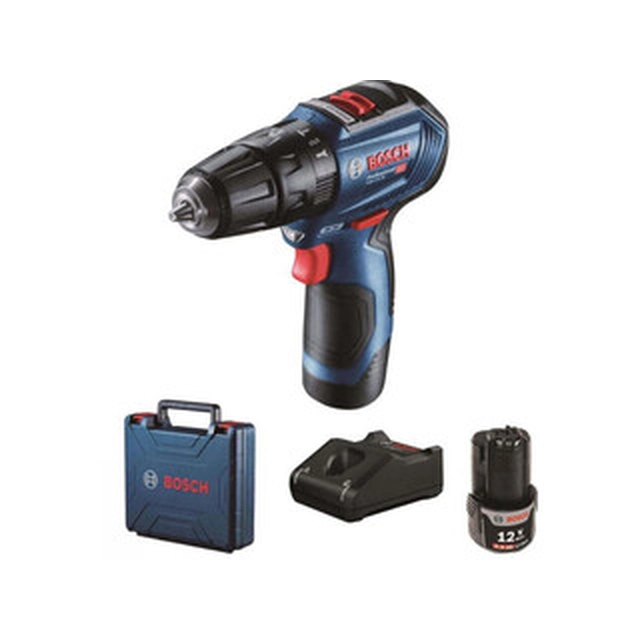 Bosch GSB 12V-30 akutrell 12 V | 18 Nm/30 Nm | 1 - 10 mm | Süsinikharjadeta | 2 x 2 Ah aku + laadija | Kohvris