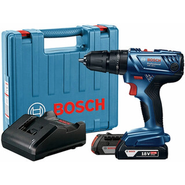 Bosch GSB 180-LI cordless impact drill 18 V | 21 Nm/54 Nm | 1,5 - 13 mm | Carbon brush | 2 x 2 Ah battery + charger | In a suitcase