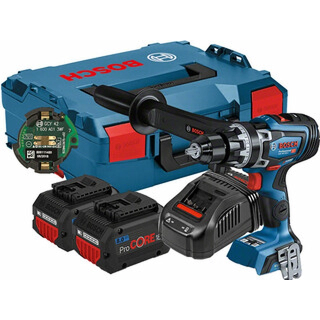 Bosch GSB 18V-150 C akumulatora triecienurbjmašīna un skrūvgriezis 18 V|84 Nm/100 Nm/150 Nm |1,5 -13 mm | Oglekļa brushless |2 x 8 Ah akumulators + lādētājs | L-Boxx