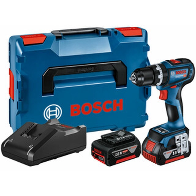 Bosch GSB 18V-90 C akkuiskuporakone 18 V | 36 Nm/64 Nm | 1,5 - 13 mm | Hiiliharjaton | 2 x 4 Ah akku + laturi | L-Boxxissa