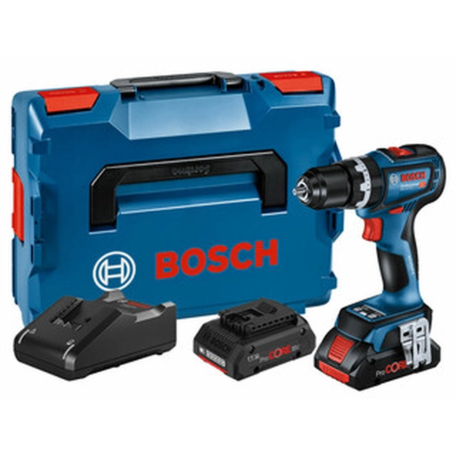 Bosch GSB 18V-90 C акумуляторна ударна дриль 18 V | 36 Nm/64 Nm | 1,5 - 13 мм | Карбонова безщітка | 2 x 4 Ач акумулятор + зарядний пристрій | в L-Boxx