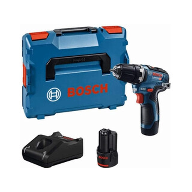 Bosch GSR 12V-35 akkus fúrócsavarozó tokmányos 12 V | 20 Nm/35 Nm | Szénkefementes | 2 x 3 Ah akku + töltő | L-Boxx-ban