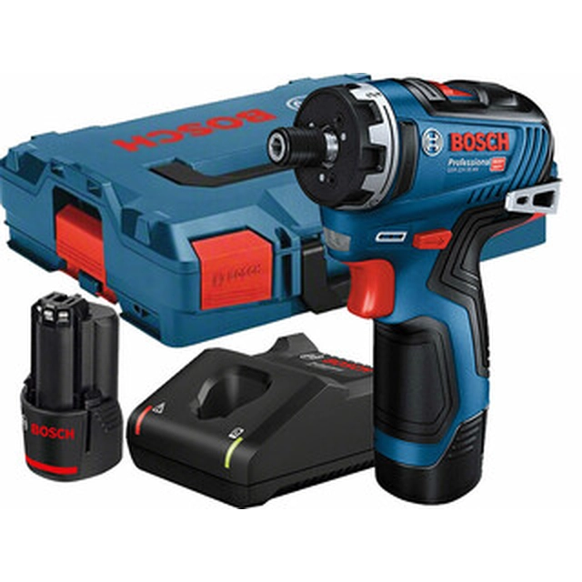 Bosch GSR 12V-35 HX sladdlös borrmaskin med bitshållare 12 V | 20 Nm/35 Nm | Kolborstfri | 2 x 3 Ah batteri + laddare | i L-Boxx