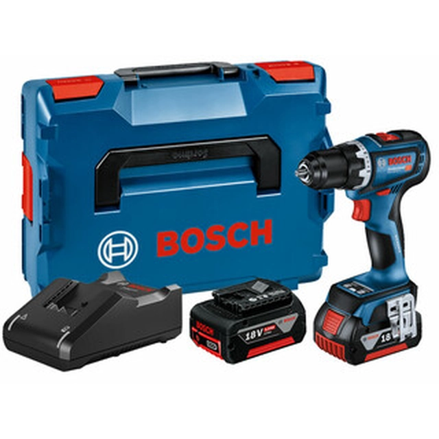 Bosch GSR 18V-90 C accuschroefboormachine met boorkop 18 V | 34 Nm/64 Nm | Koolborstelloos | 2 x 5 Ah-accu + lader | in L-Boxx