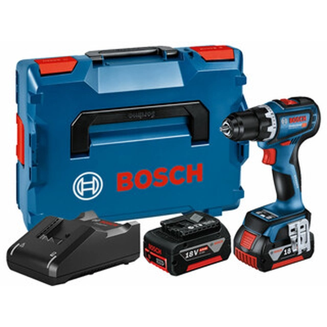 Bosch GSR 18V-90 C akumulatora urbjmašīna ar patronu 18 V | 34 Nm/64 Nm | Oglekļa brushless | 2 x 4 Ah akumulators + lādētājs | L-Boxx