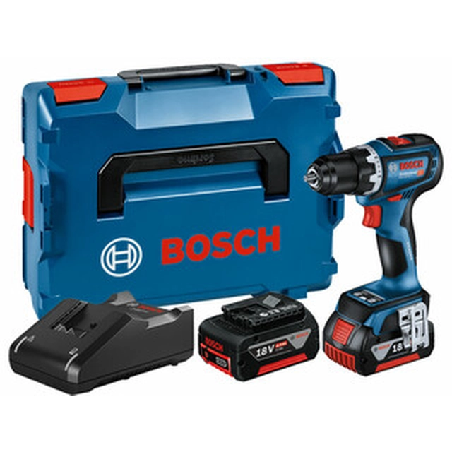 Bosch GSR 18V-90 C akumulátorový vŕtací skrutkovač so skľučovadlom 18 V | 34 Nm/64 Nm | Carbon Brushless | 2 x 4 Ah batéria + nabíjačka | v L-Boxx