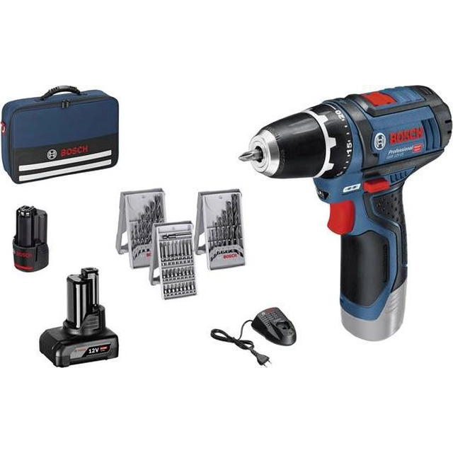 Bosch GSR-porakone/väännin 12V-15 12 V 2 x akku 2 / 4 Ah (0615990G6L)