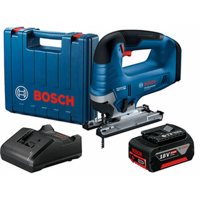 Bosch GST 185-LI akumulatora finierzāģis 18 V | 125 mm | Oglekļa brushless | 1 x 4 Ah akumulators + lādētājs | Čemodānā