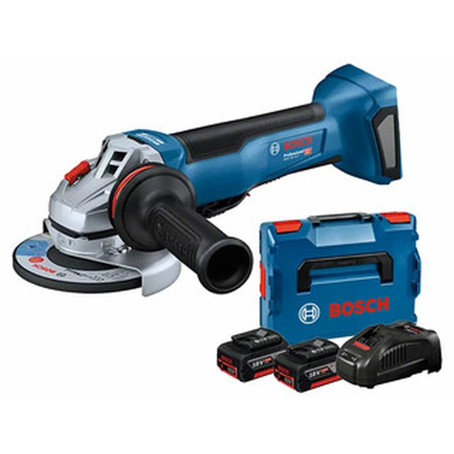 Bosch GWS 18V-10 P akunurklihvmasin 18 V | 125 mm | 9000 RPM | Süsinikharjadeta | 2 x 5 Ah aku + laadija | L-Boxxis