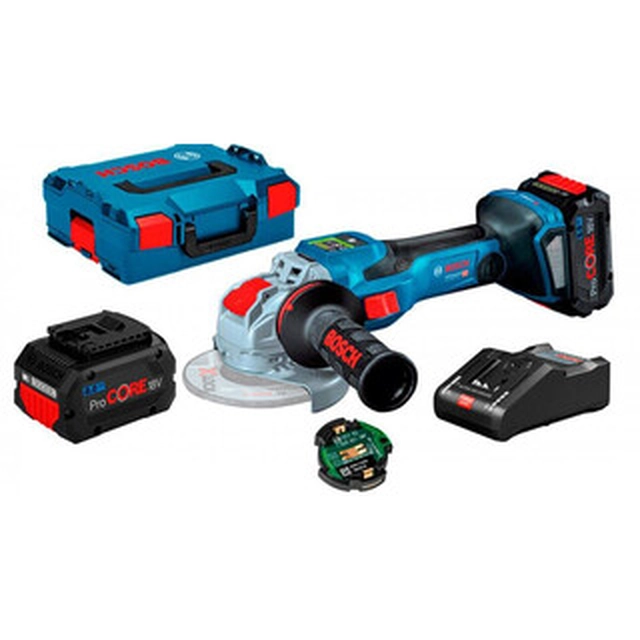 Bosch GWX 18V-15 SC akumulatora leņķa slīpmašīna 18 V | 125 mm | 3400 līdz 9800 RPM | Oglekļa brushless | 2 x 8 Ah akumulators + lādētājs | L-Boxx