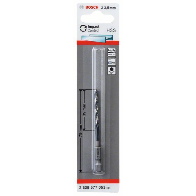 BOSCH HSS csavarfúró3,5 mm, hatszögletű szárral 3.5 x 39 x 79 mm