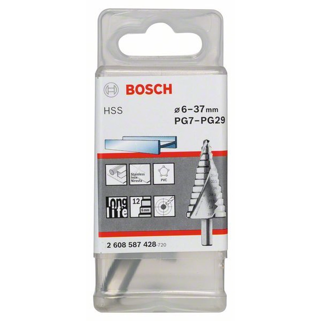 BOSCH HSS Step Drill 6 -37 mm,10,0 mm,93 mm