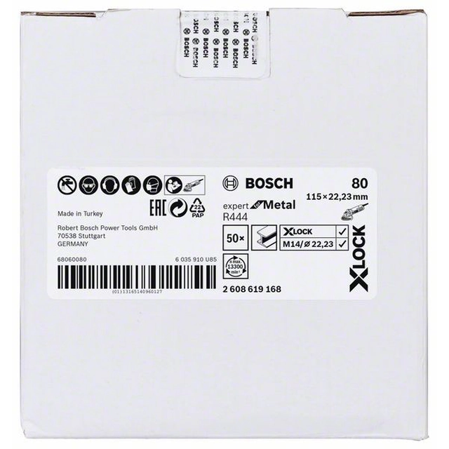 BOSCH Μη υφασμένοι λειαντικοί δίσκοι με σύστημα X-LOCK, Ø115 mm, g 80, R444, Ειδικός για το μέταλλο,1 τεμ.ΡΕ-115 mm-G-80