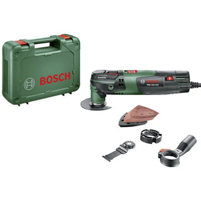 Bosch PMF 250 CES elektriskās daudzfunkcionālās mašīnas vibrators 15000 - 20000 1/min | 1,4 ° | Starlock | 250 W | Čemodānā