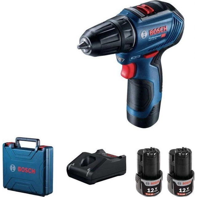 Bosch-porakone/väännin akkupora/käyttöinen GSR 12V-30 2*2.0AH