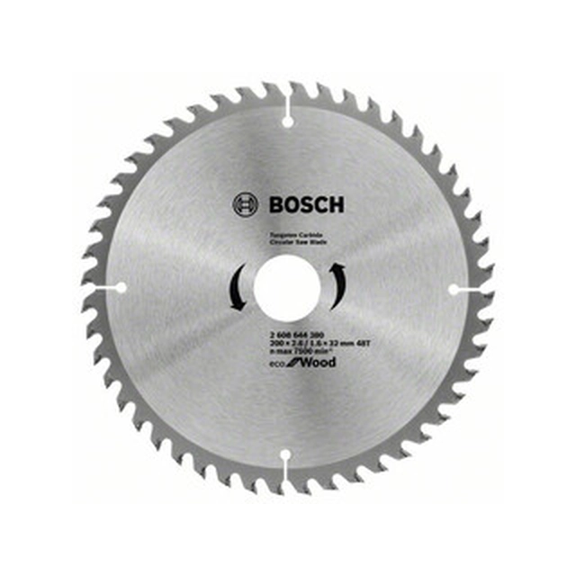 Bosch-pyörösahanterä 200 x 32 mm | hampaiden lukumäärä: 48 db | leikkuuleveys: 2,6 mm