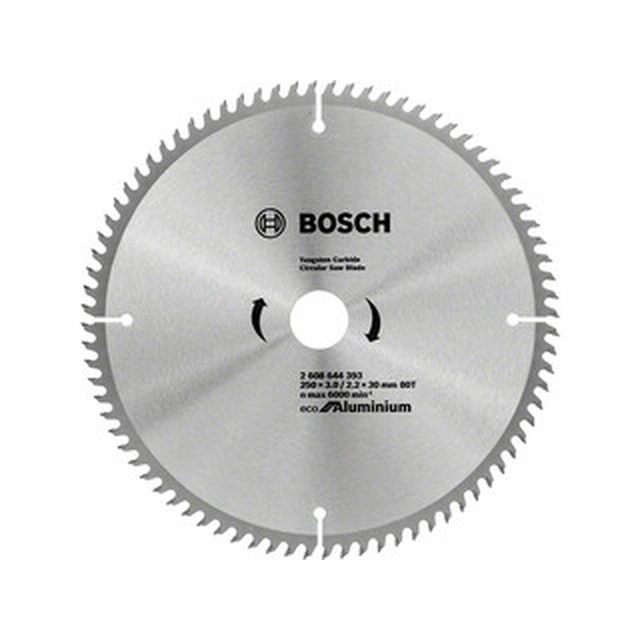 Bosch-pyörösahanterä 250 x 30 mm | hampaiden lukumäärä: 80 db | leikkuuleveys: 3 mm