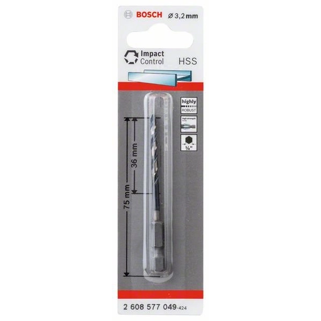 Bosch Twist drill with hexagonal shank HSS 3,2 mm 2608577049