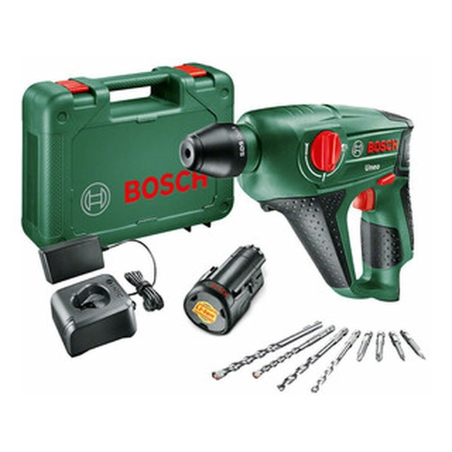 Bosch Uneo akkuvasaraporakone 12 V | 0,5 J | Betonissa 10 mm | 1,3 kg | Hiiliharja | 1 x 2,5 Ah akku + laturi | Matkalaukussa