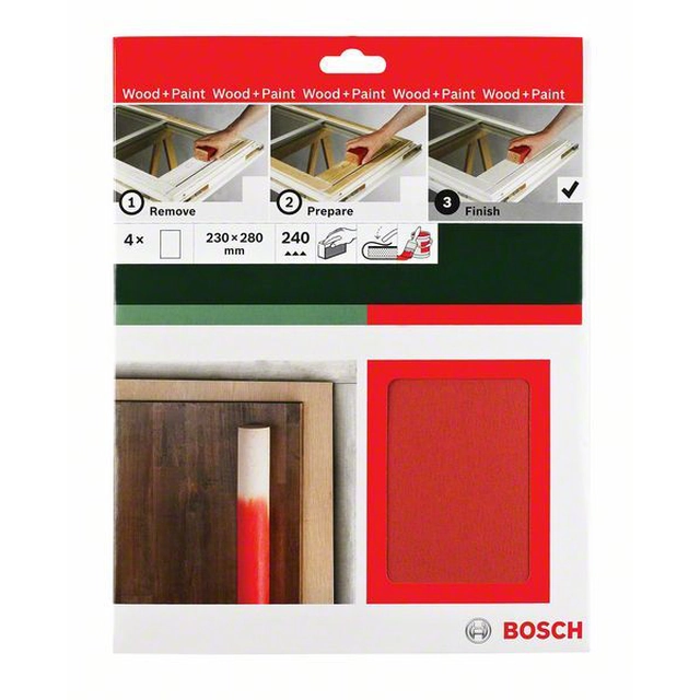 BOSCH Universal Finish hand sanding paper,230 x 280 mm, granularity 240 4 xK-240