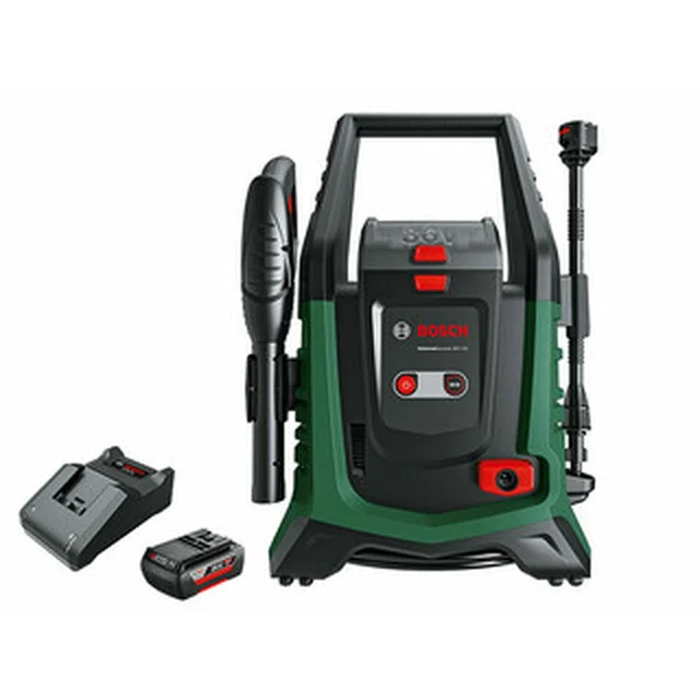 Bosch UniversalAquatak 36V-100 акумуляторна мийка високого тиску 36 V | 100 бар | 1,7 - 3,1 л/хв | Вугільна щітка | 1 x 4 Ач акумулятор + зарядний пристрій