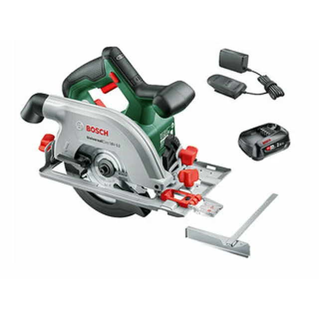 Bosch UniversalCirc 18V-53 акумуляторна циркулярна пила 18 V | Полотно циркулярної пилки 160 мм x 20 мм | Макс. 53 мм | Вугільна щітка | 1 x 2,5 Ач акумулятор + зарядний пристрій | В картонній коробці