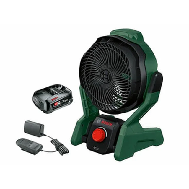 Bosch UniversalFan 18V-1000 akumulátorový ventilátor 18 V | Uhlíková kefa | 1 x 2 Ah batéria + nabíjačka