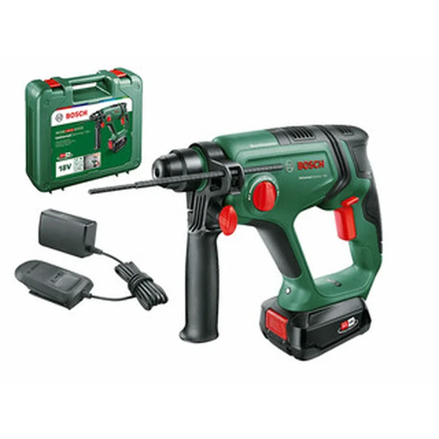 Bosch UniversalHammer 18V akumulatora urbjmašīnas-kaltu āmurs 18 V | 2 J | Betonā 16 mm | 2 kg | Oglekļa suka | 1 x 4 Ah akumulators + lādētājs | Čemodānā