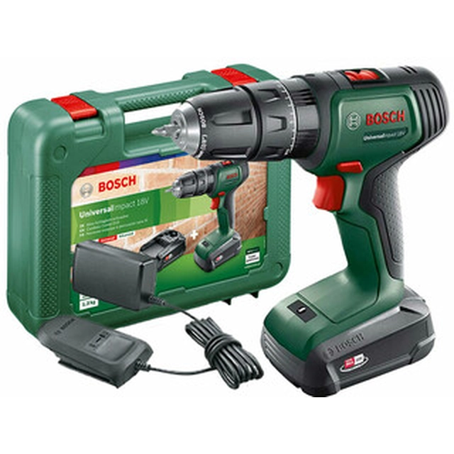 Bosch UniversalImpact 18 cordless impact drill 18 V | 23 Nm/34 Nm | 0,8 - 10 mm | Carbon brush | 1 x 1,5 Ah battery + charger | In a suitcase