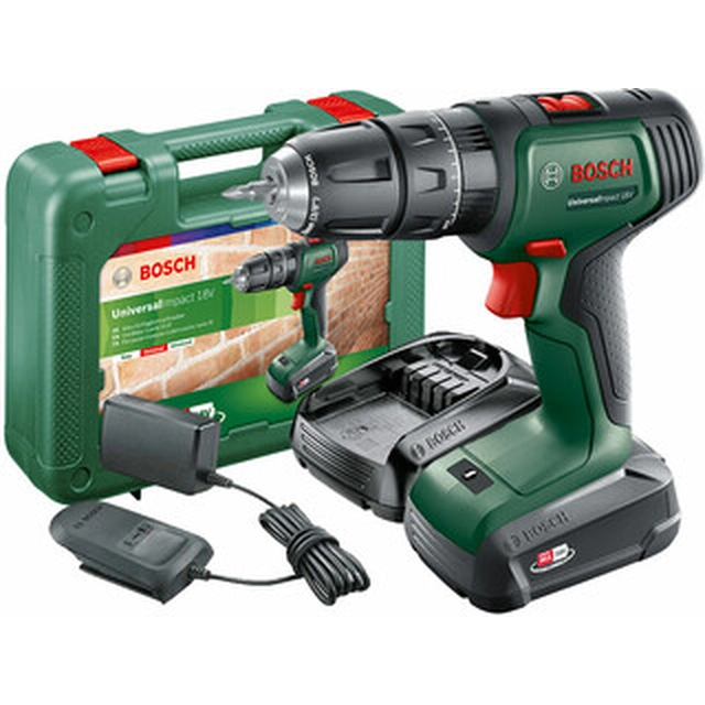 Bosch UniversalImpact 18 cordless impact drill 18 V | 23 Nm/34 Nm | 0,8 - 10 mm | Carbon brush | 2 x 1,5 Ah battery + charger | In a suitcase