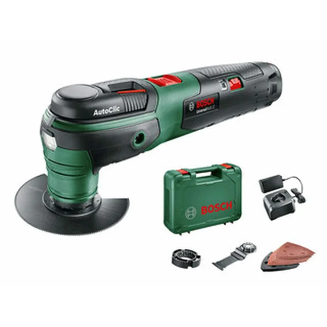 Bosch UniversalMulti 12 cordless multifunctional machine vibrating 12 V | 10000 - 20000 1/min | 2,8 ° | Carbon brush | 1 x 2 Ah battery + charger | In a suitcase