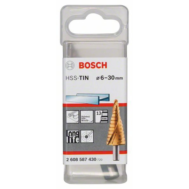 BOSCH Wiertło stopniowe, stal szybkotnąca HSS-TiN 6 - 30 mm, 10,0 mm, 93,5 mm