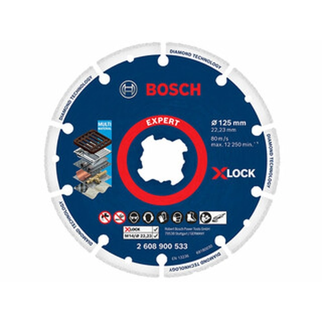 Bosch X-LOCK deimantinis pjovimo diskas 125 x 22,23 mm