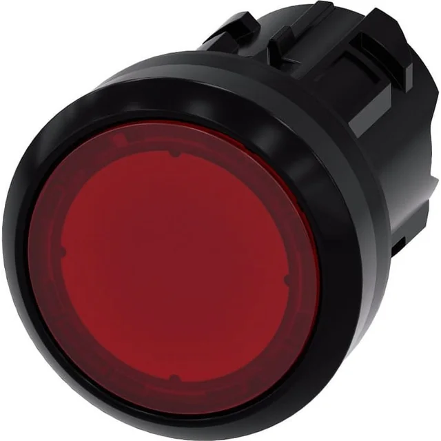 Botão iluminado Siemens 22mm redondo plástico vermelho plano com retorno por mola 3SU1001-0AB20-0AA0