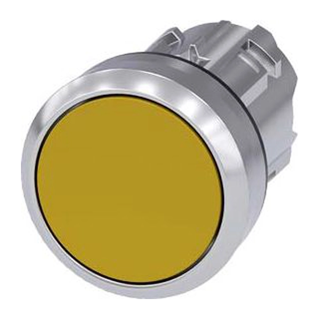 Botão Siemens 22mm amarelo com retorno por mola metálico IP69k Sirius ACT (3SU1050-0AB30-0AA0)