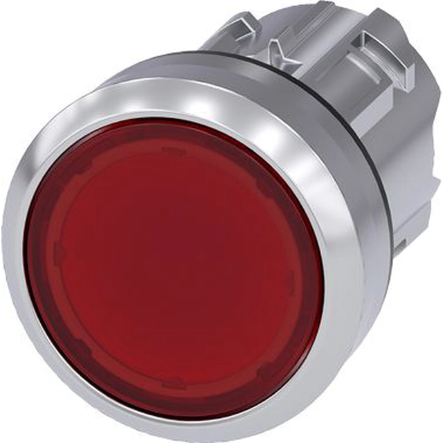 Botão Siemens 22mm vermelho com retroiluminação com retorno por mola metálico IP69k Sirius ACT (3SU1051-0AB20-0AA0)