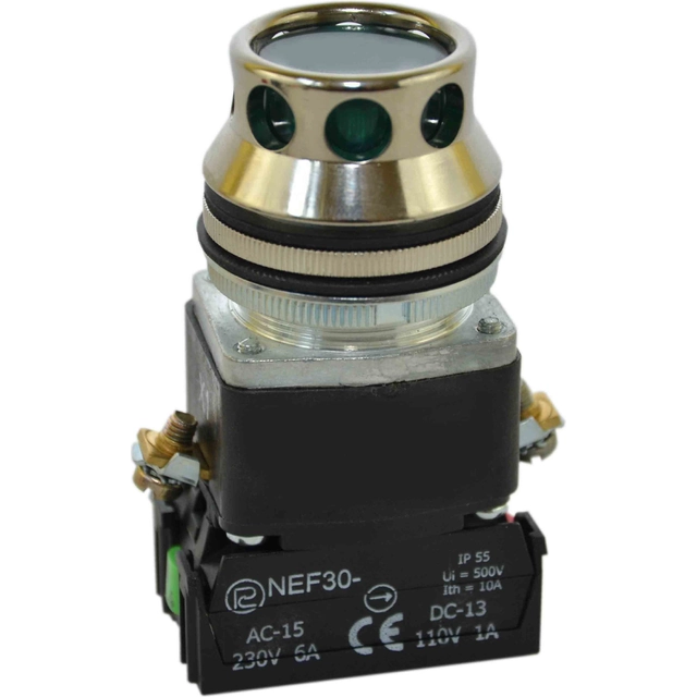 Botón de control Promet 30mm verde con retorno por resorte con retroiluminación 2Z 24V (W0-NEF30-KL 2X Z)