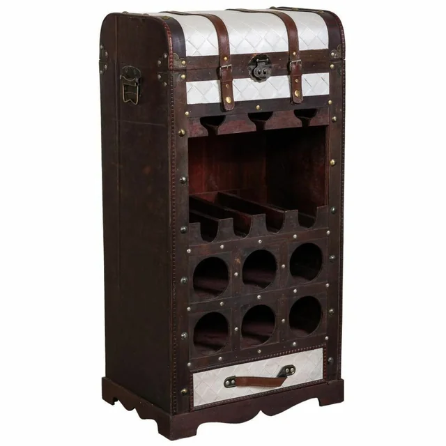 Bottle Rack Alexandra House Living Brown PVC Wood Metal Material 30 x 85 x 44 cm Chest