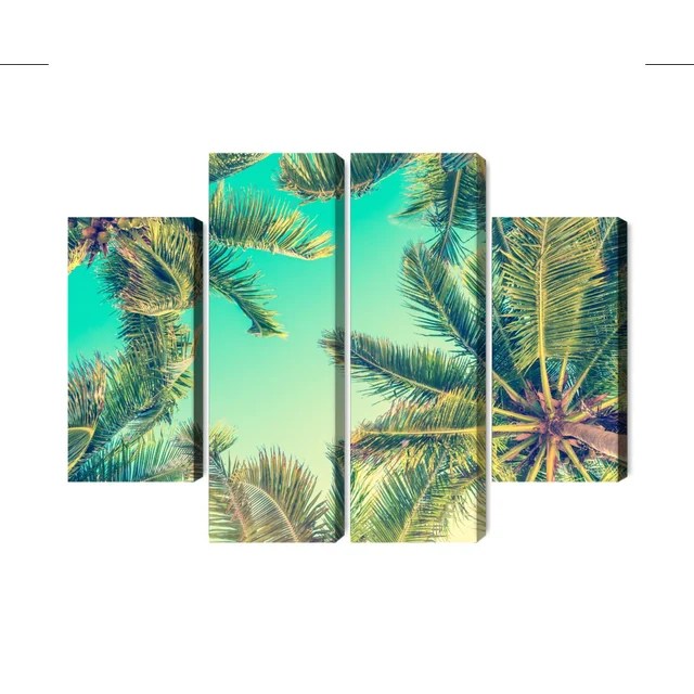 Bottom View of Palm Trees Multi-Piece Picture