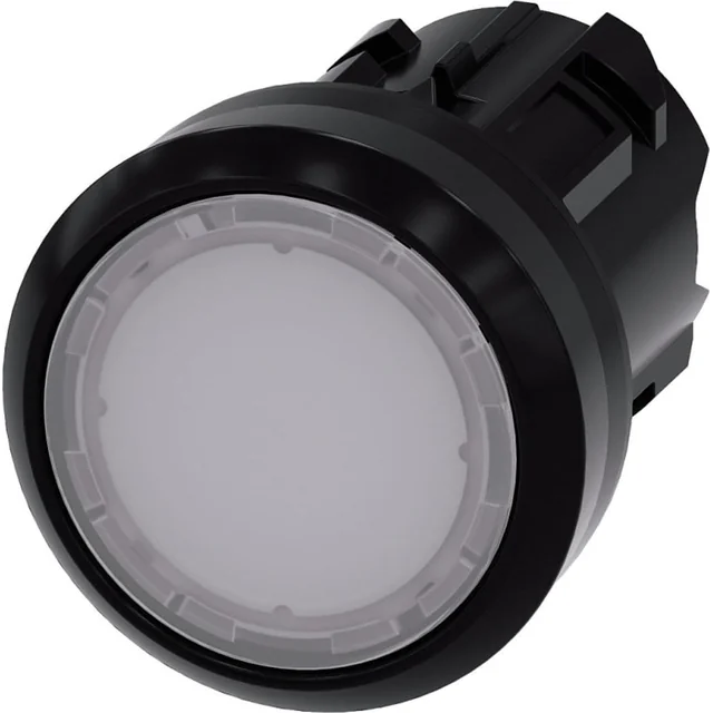 Bouton lumineux Siemens 22mm rond, plastique blanc, plat, anti-retour, déverrouillé en appuyant sur 3SU1001-0AA60-0AA0