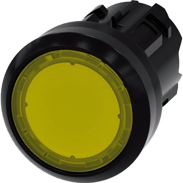 Bouton lumineux Siemens 22mm rond plastique jaune plat avec ressort de rappel 3SU1001-0AB30-0AA0