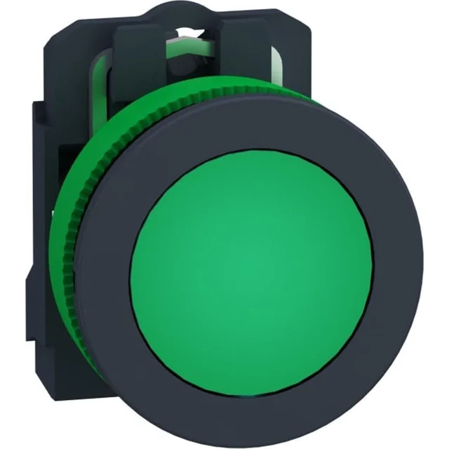 Bouton plat en plastique Schneider Electric Harmony XB5. vert fi30 lentille lisse LED intégrée 24 V AC/DC XB5FVB3