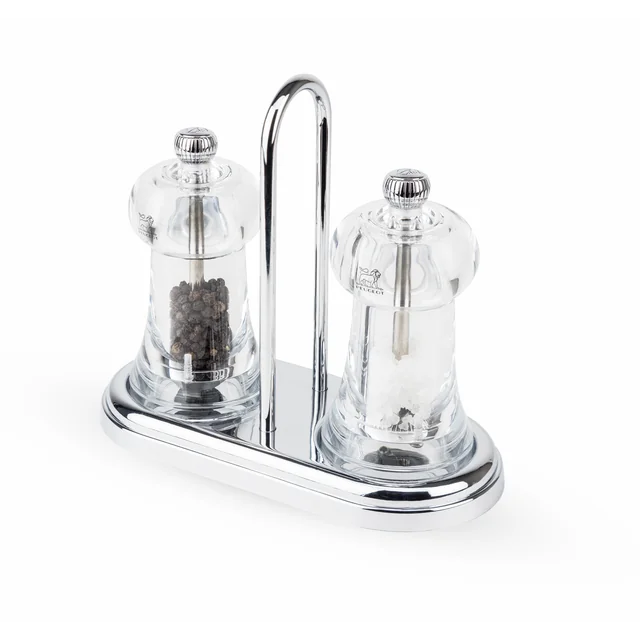 Brasserie set of salt and pepper mills with base