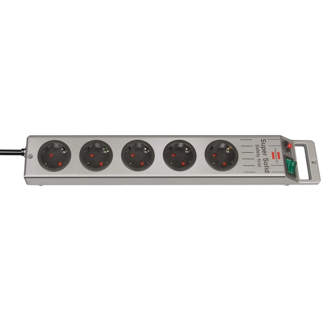 Brennenstuhl Super-Solid-Line overspanningsbeveiligingsstekkerdoos 5 stopcontacten 2.5 m zilver (1153340115)