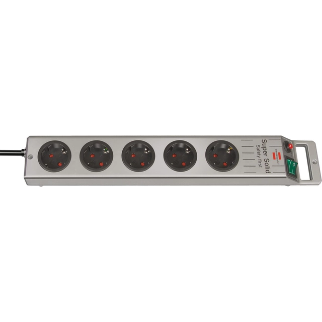 Brennenstuhl Super-Solid-Line surge protection power strip 5 sockets 2.5 m silver (1153340115)