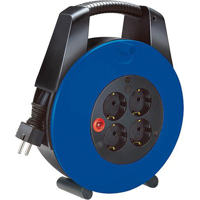 Brennenstuhl Vario Line cable alargador retráctil compacto 4 x 230V negro - azul 15m (1104154)