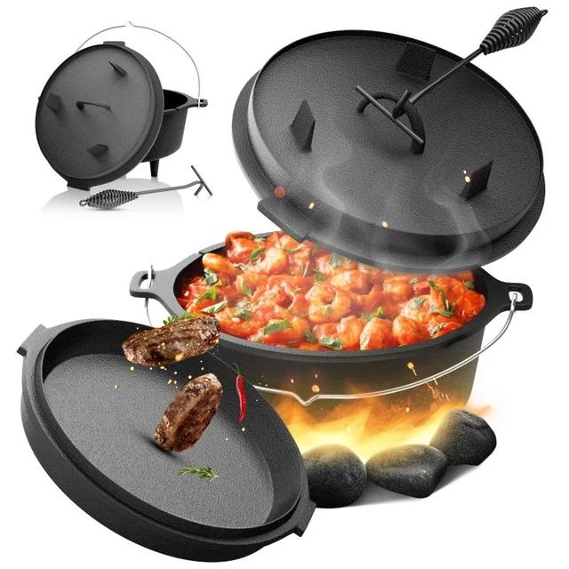 Broil-master® Gietijzeren pot met poten, 13 l, zwart